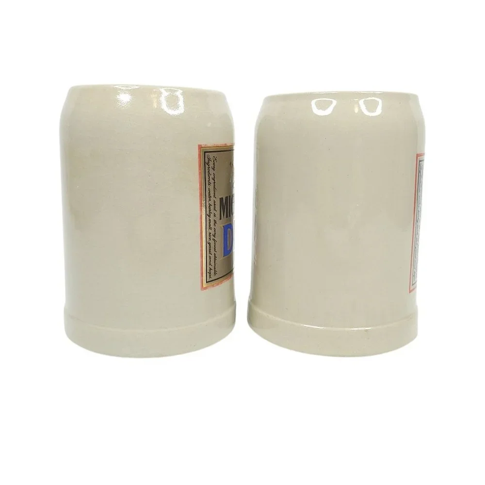 Michelob Dry Beer Mug Stein Glazed Ceramic Gray Lot Of 2 West Germany